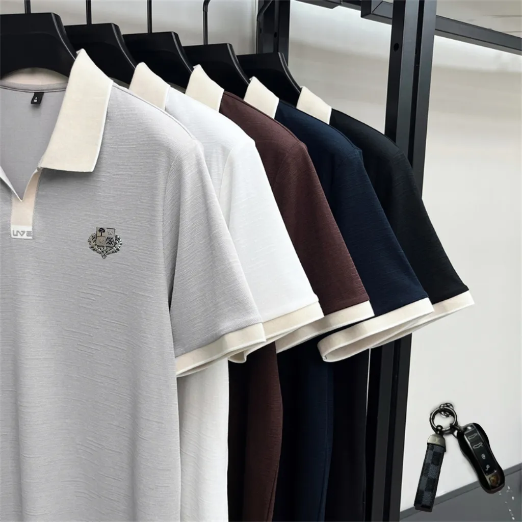 [LP]🎁Free BMW keychain🔑26 spring and summer high-quality men's lapel polo shirt short-sleeved, made of high-quality Xinjiang mercerized cotton fabric, novel colors, fashionable and elegant. It has breathable sweat-absorbing performance. It feels very delicate and textured. All details are made with advanced hardware craftsmanship LOGO on the chest, which embodies the three-dimensional effect. It conforms to the consistent design style of the brand. ️Fashionable T-shirt with great upper body effect. ️It can be worn casually or for business, and it can be worn alone without any problem! Sizes: M-4XL (maximum weight can be worn), please state your height and weight when placing an order.